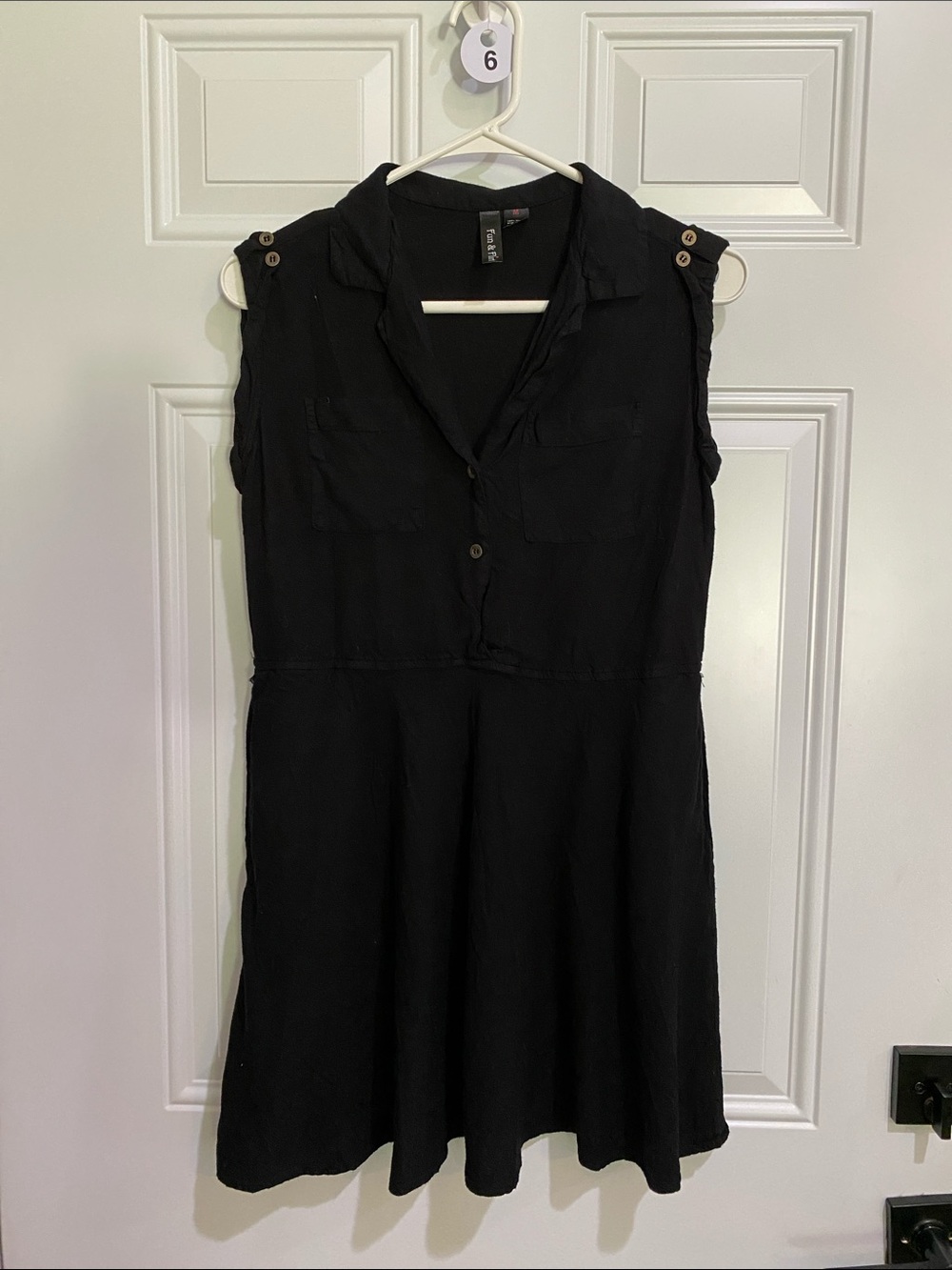 Fun & Flirt Black Sleeveless Shirt-Mini Dress